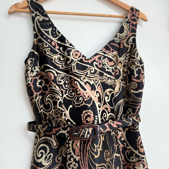 Vintage Anne Klein Silk Sleeveless Embroidered Sheath Dress - Picture 4 of 7